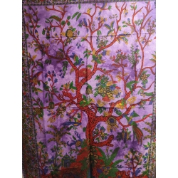 PLACHTA dekoračná "Strom života"- podklad fialový